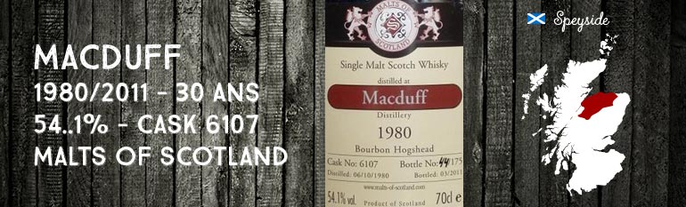 MacDuff – 1980/2011 – 30yo – 54,1 % – Cask 6107 – Malts of Scotland Bourbon hogshead
