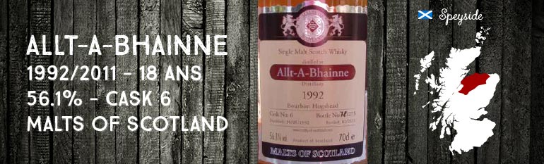 Allt-A-Bhainne – 1992/2011 -18yo – 56,1% – Cask 6 – Malts of Scotland