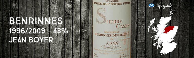 Benrinnes – 1996/2009 – 43% – Jean Boyer Best Casks of Scotland