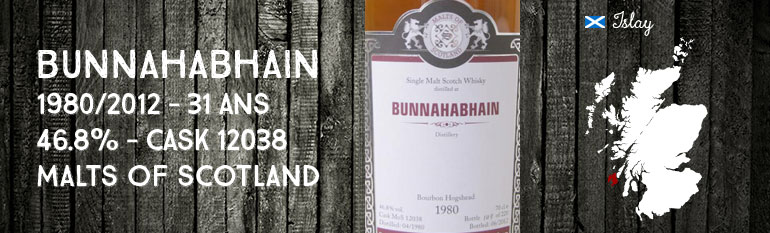 Bunnahabhain – 1980/2012 – 31yo – 46,8% – Cask 12038 – Malts of Scotland