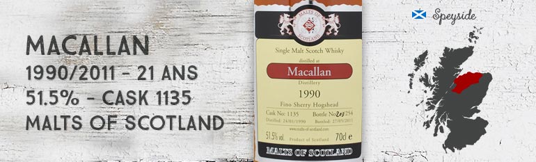 Macallan – 1990/2011 – 21yo – 51,5% – Cask  1135 – Malts of Scotland