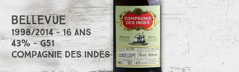 Bellevue – 1998/2014 – 16yo – 43% – G51 – Compagnie des Indes – Guadeloupe