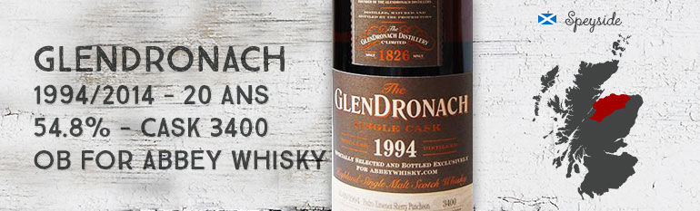 Glendronach – 1994/2014 – 20yo – 54,8% – Cask 3400 – OB for Abbey Whisky