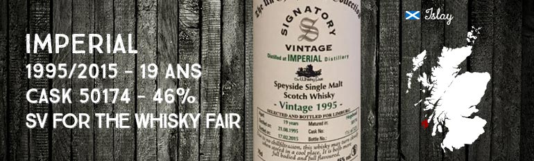 Imperial – 1995/2015 – 19 yo – cask 50174 – 46% – Signatory Vintage for The Whisky Fair