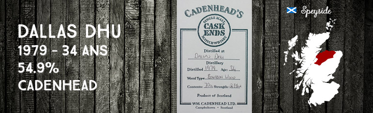 Dallas Dhu – 1979 – 34yo – 54,9% – Cadenhead – Cask Ends – Hand Bottled from the cask
