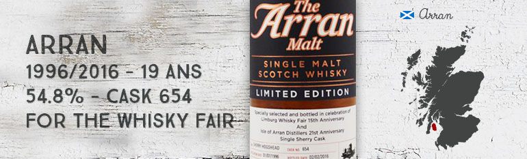 Arran – 1996/2016 – 19yo – Cask 654 – 54,8% – OB for The Whisky Fair