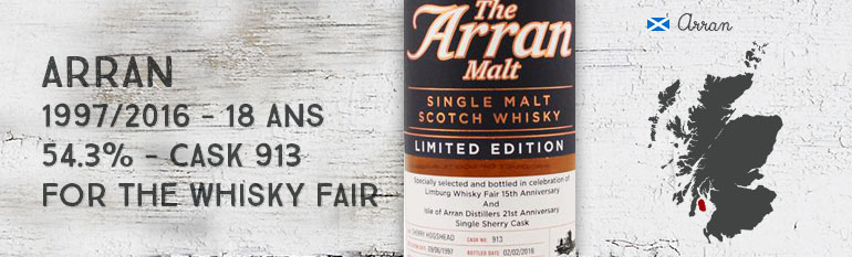 Arran – 1997/2016 – 18yo – Cask 913 – 54,3% – OB for The Whisky Fair