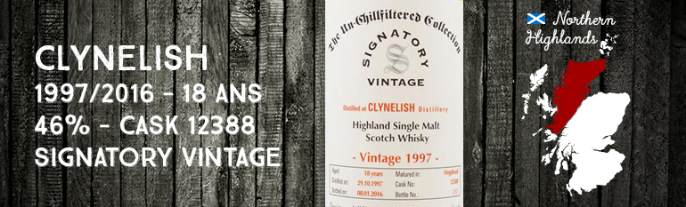 Clynelish – 1997/2016  – 18yo – Cask 12388 – 46% – Signatory Vintage – The Un-Chillfiltered Collection