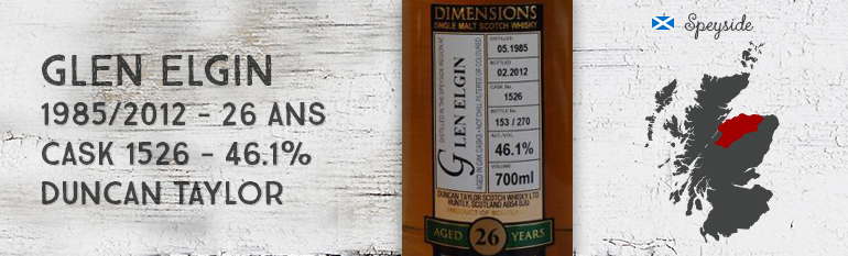 Glen Elgin – 1985/2012 – 26yo – Cask 1526 – 46,1% – Duncan Taylor – Dimensions