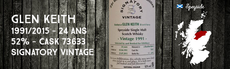Glen Keith – 1991/2015 – 24yo – 52% – Cask 73633 – Signatory Vintage – The Un-Chillfiltered Collection – for Eifelboys