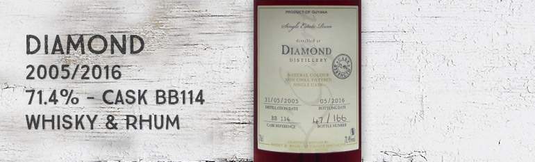 Diamond – 2005/2016 – 71,4% – Cask BB114 – Whisky & Rhum – L’esprit – Guyana