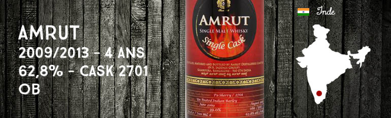 Amrut – 2009/2013 – 4yo – 62,8% – Cask 2701 – OB