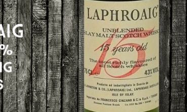Laphroaig - 15yo - 43% - OB - Unblended Islay Scotch Whisky - Red Writing - Importato da Francesco Cinzano - 1980’s
