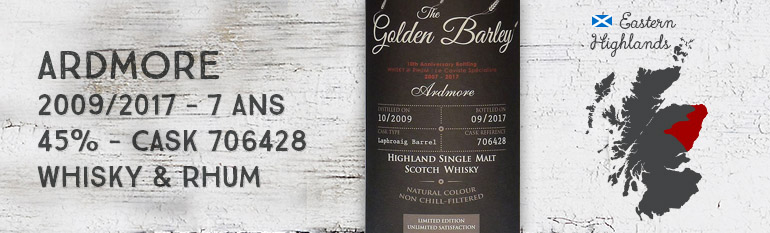 Ardmore – 2009/2017 – 7 ans – 45% – Cask 706428 – Whisky & Rhum – The Golden Barley